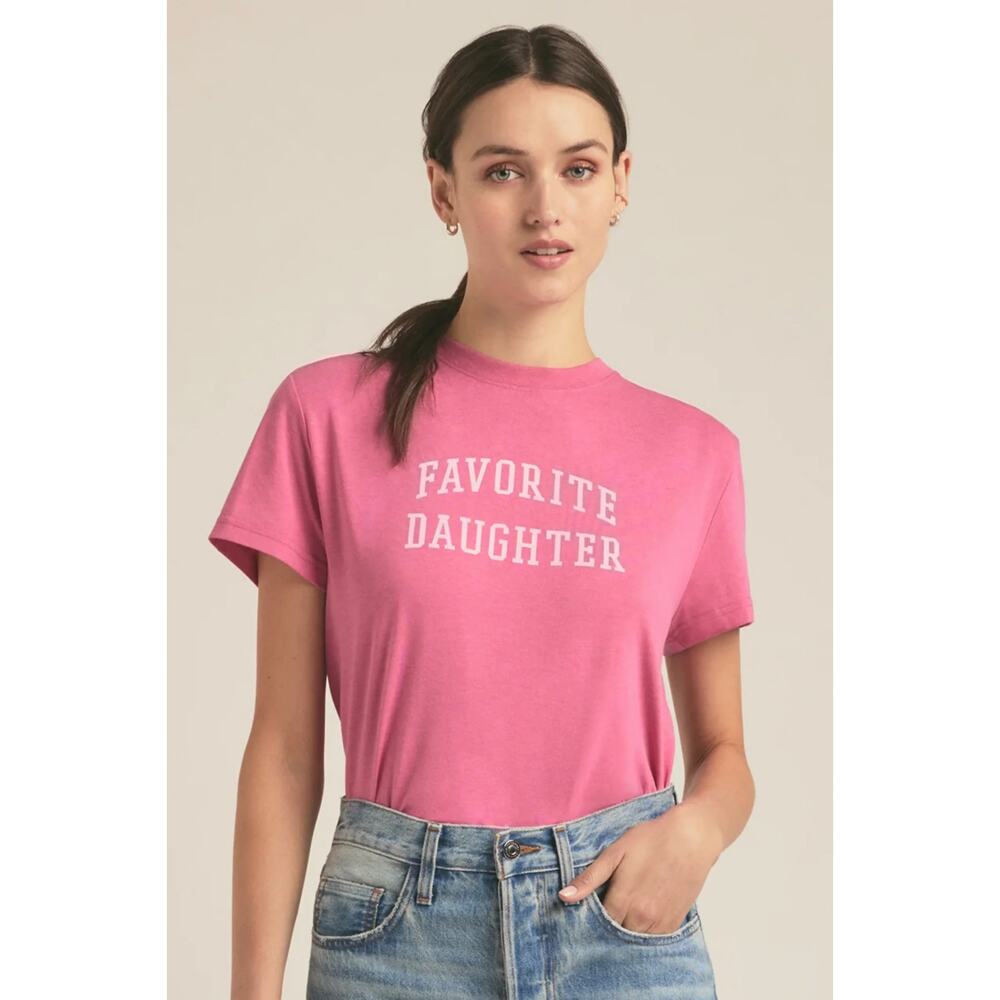 Favorite Daughter Cropped Collegiate Tee Pink Rose M